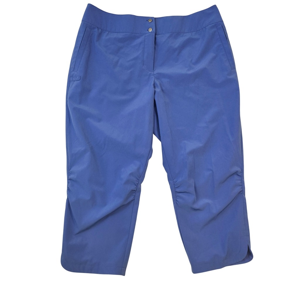 Zenergy Golf by Chicos Blue Cropped Pants Ruched Knee Trousers Size 2